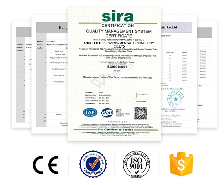Tela 750GSM de alta temperatura del filtro del polvo de la membrana de la fibra de vidrio PTFE 10