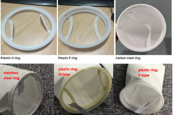 PTFE PP riegan el bolso de filtro 100 micrones con el anillo plástico