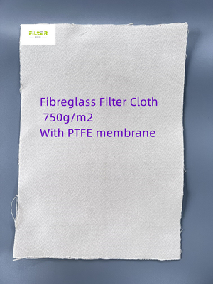 Tela 750GSM de alta temperatura del filtro del polvo de la membrana de la fibra de vidrio PTFE