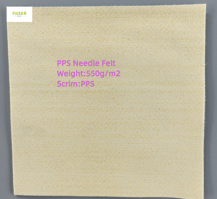 450gsm - fieltro industrial de la aguja de la tela PPS de filtro 550gsm para el bolso de filtro
