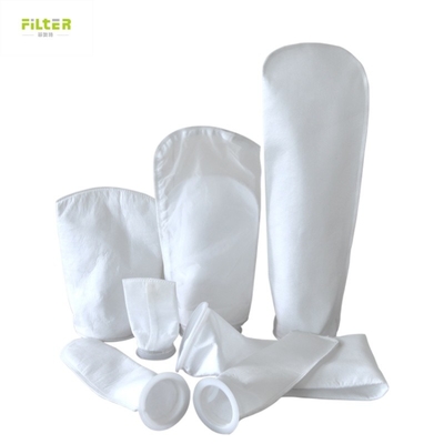 Bolsa de filtro de líquido de monofilamento de nylon para la industria química con anillo de plástico y hilo de costura