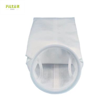 Bolsa de filtro de líquido de monofilamento de nylon para la industria química con anillo de plástico y hilo de costura