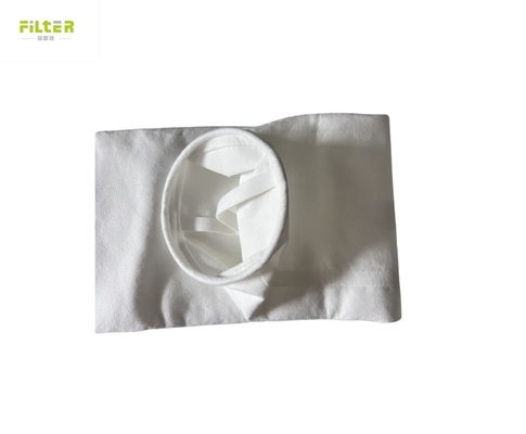 Bolsa de filtro de poliéster para recolección de polvo en ambientes húmedos y ácidos en las industrias del cemento y la minería con banda de ajuste superior de acero inoxidable