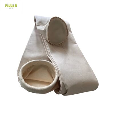 Bolsa filtrante industrial de fibra de vidrio con membrana de PTFE y tratamiento térmico para aplicaciones de recolección de polvo a alta temperatura