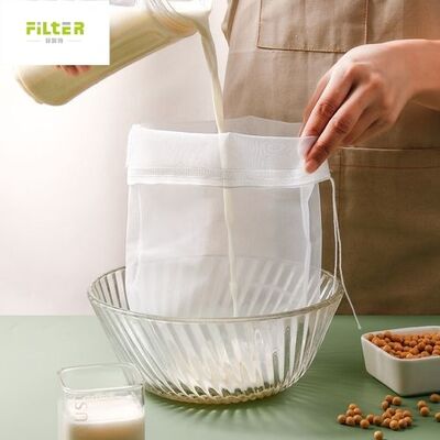 Bolsa de filtro de líquido duradera con cierre de cordón adecuada para filtrar leche, jugo, leche de soja y otras aplicaciones líquidas