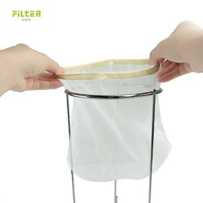 Bolsa de filtro de líquido de malla de nylon duradera material de grado alimenticio de diseño reutilizable de malla fina de estiramiento de múltiples opciones de micrones cierre de la cuerda de tracción