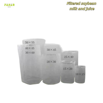Bolsa de filtro de líquido de malla de nylon duradera material de grado alimenticio de diseño reutilizable de malla fina de estiramiento de múltiples opciones de micrones cierre de la cuerda de tracción