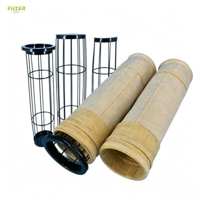 Bolsa de filtro de poliéster resistente al calor, aramida, PPS, P84, PTFE para colector de polvo de chorro de pulso